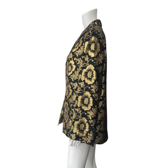 $3690 Saint Laurent 2021 Black Gold Metallic Floral Blazer Jacket size FR 40/8 - Picture 10 of 14